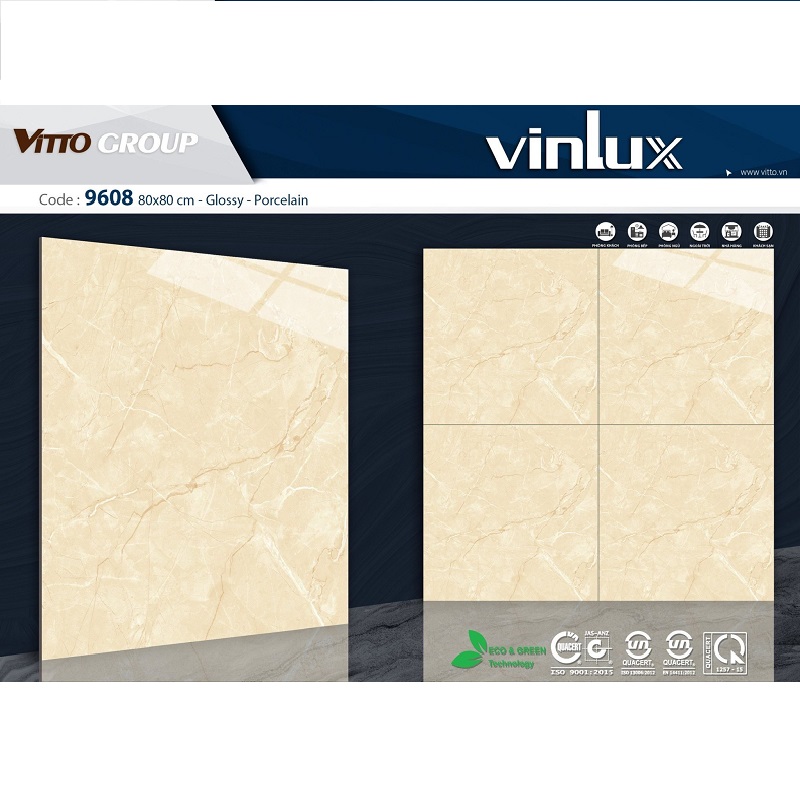 Gạch ốp lát 80x80 Vitto vân đá vàng 9608