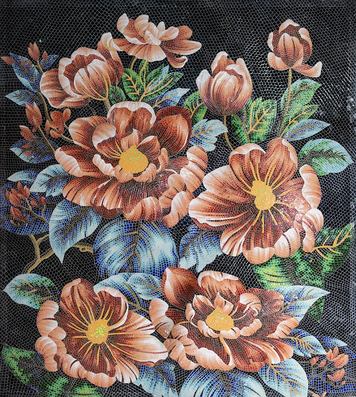 Gạch gốm sứ Bát Tràng hoa phong cảnh Mosaic HM78