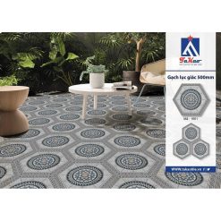Gạch lục giác sân vườn Takao xám pha xanh TK1661