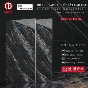 Gạch ốp lát Nice 60x120cm đen ánh xanh chớp vàng HM602