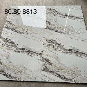 Gạch lát nền,ốp tường 80x80 trắng khói nâu vàng khắc kim 8813
