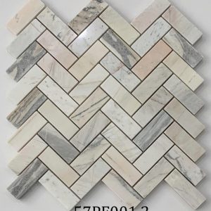 Đá mossaic tự nhiên trang trí vỉ 30x30cm thanh 2,5x7cm -vân trắng
