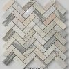 Đá mossaic tự nhiên trang trí vỉ 30x30cm thanh 2,5x7cm -vân trắng