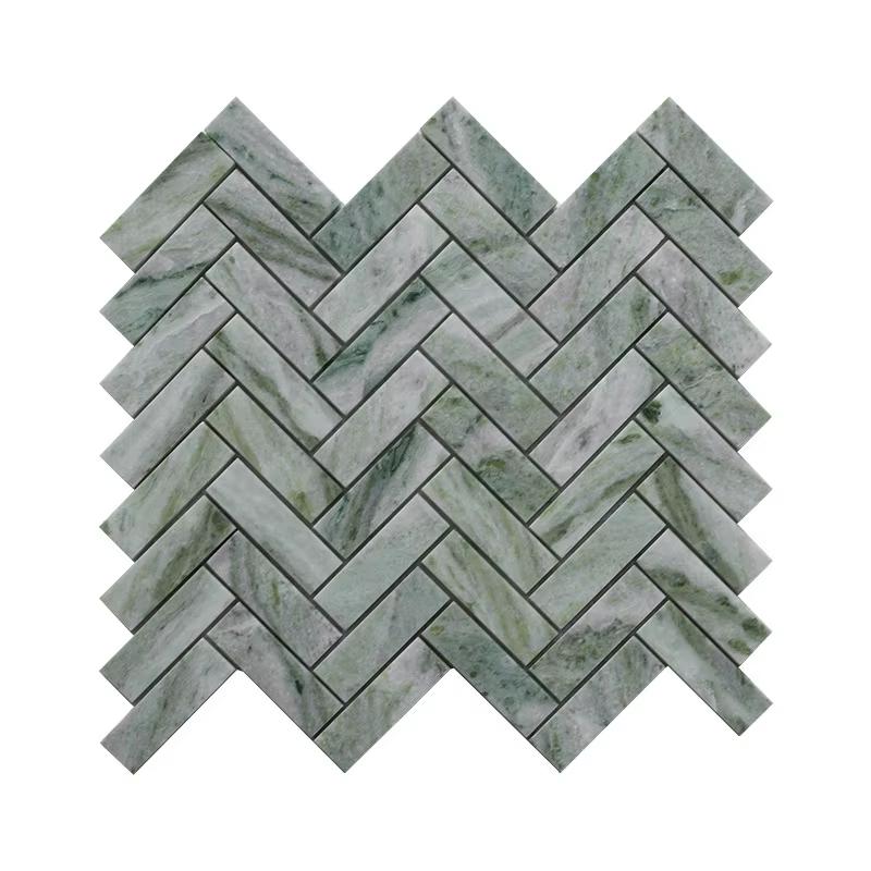 Đá mossaic tự nhiên trang trí vỉ 30x30cm thanh 2,5x7cm -vân trắng
