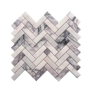 Đá mossaic tự nhiên trang trí vỉ 30x30cm thanh 2,5x7cm -vân trắng