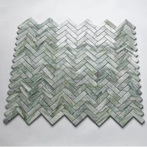 Đá mossaic tự nhiên trang trí vỉ 30x30cm thanh 2,5x7cm -vân trắng