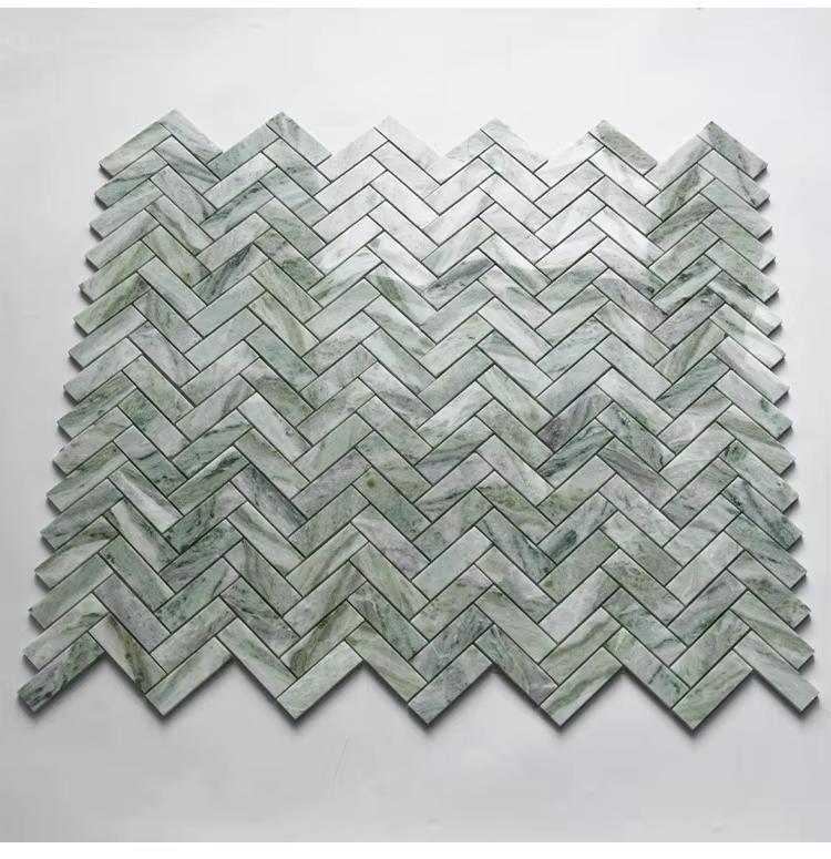 Đá mossaic tự nhiên trang trí vỉ 30x30cm thanh 2,5x7cm -vân trắng
