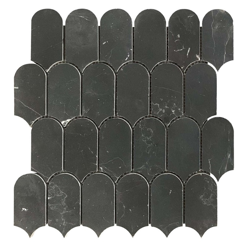 Đá mossaic tự nhiên trang trí vỉ 30x30cm thanh 5x7cm -vân đen