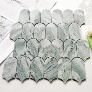 Đá mossaic tự nhiên trang trí vỉ 30x30cm thanh 5x7cm -vân mây trắng