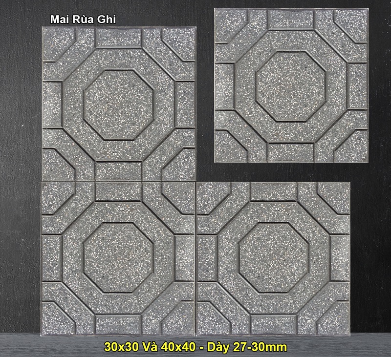 Gạch lát vỉa hè mai rùa màu xanh