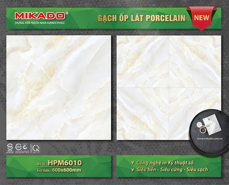 Gạch ốp lát 80×80 màu vân đá vàng Mikado HPM8010