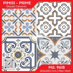 Gạch Bông 30×30 Prime 9618 Họa Tiết Gạch Bông – Xương Ceramic Sắc Nét