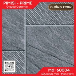 Gạch Lát Sân Vườn 50×50 Prime 60004 Ghi Ô Vuông Đậm Nhạt – Xương Ceramic Bền Đẹp